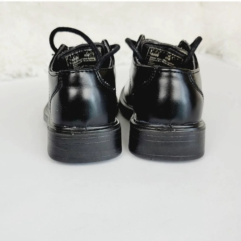 Deer Stags Kids Gabe Black Patent Leather‎ Lace Up Dress Shoes 5tm